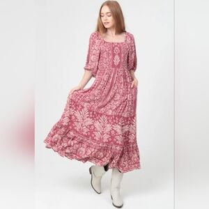 Angie Mauve Floral Maxi Dress